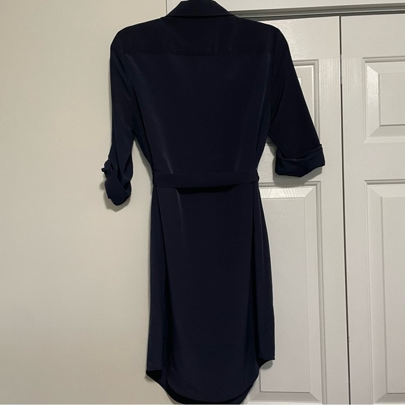 The Limited Solid Navy Button Down Rollup Sleeve Dress Size 8 - Picture 8 of 11